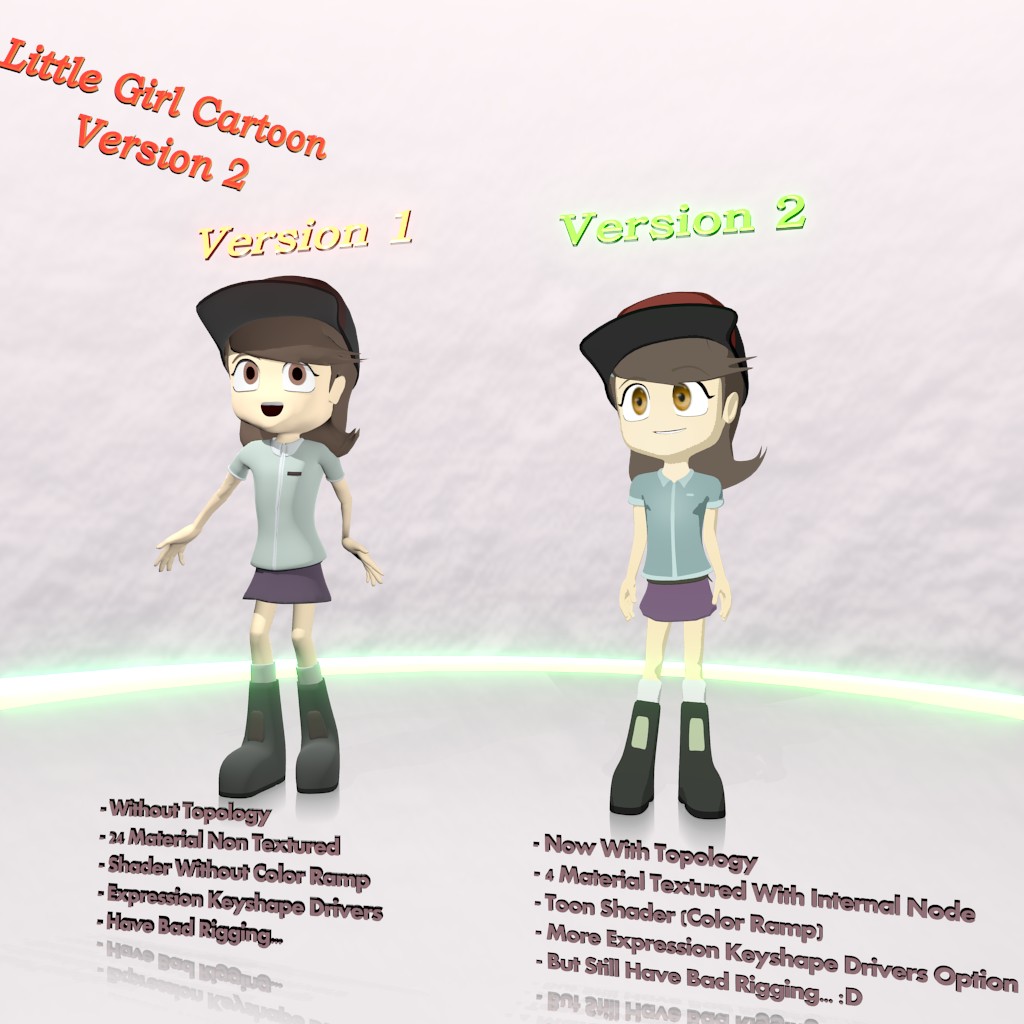 Little Girl Cartoon Character Version 2 preview image 2